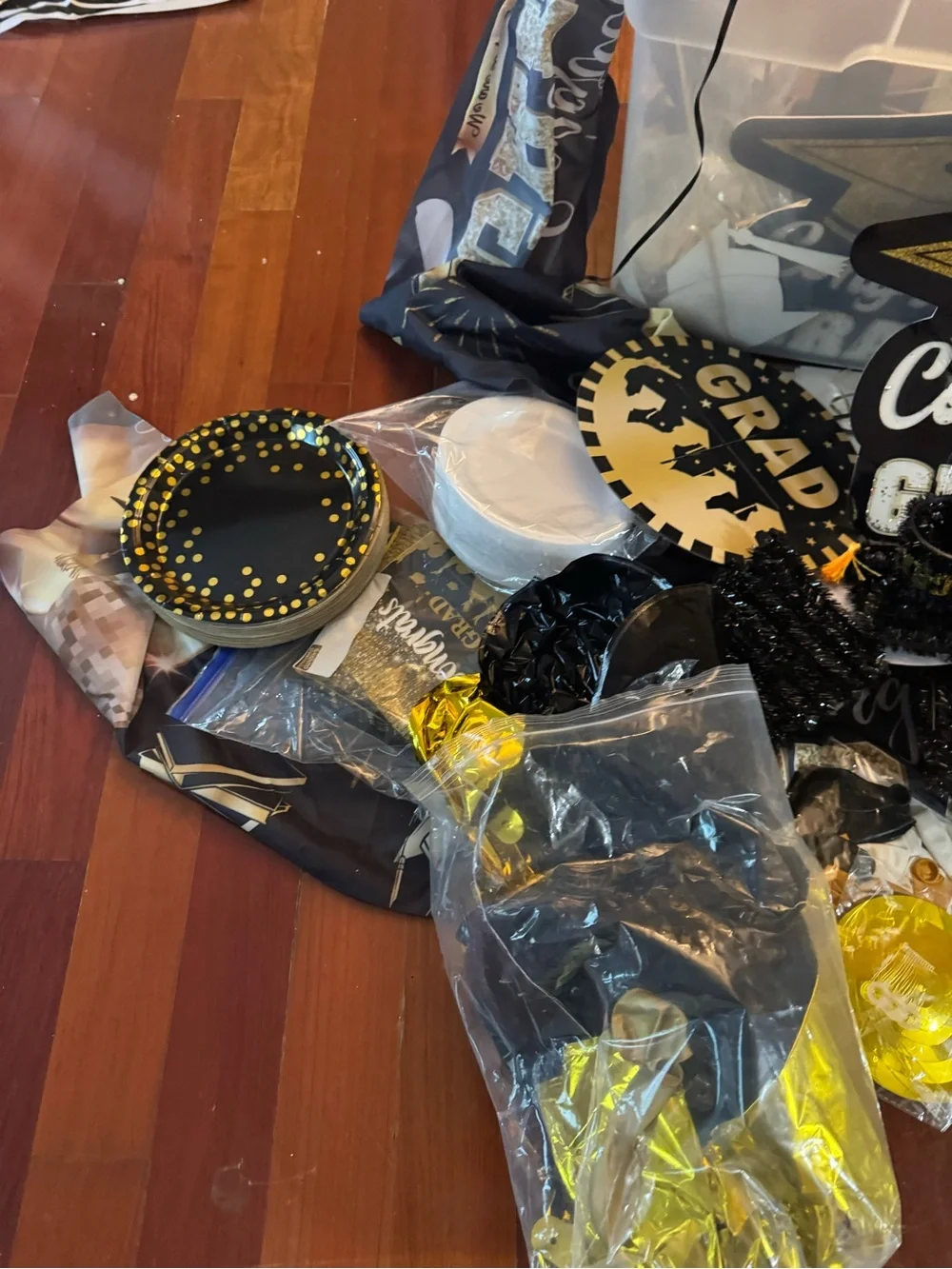 Gold & Black Graduation Party Plates and Decor